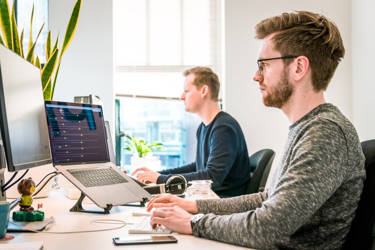 A product team working at their desks